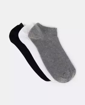 Набор из трех невидимых девичьих носков однотонного цвета Cotton Juice, многоцветный