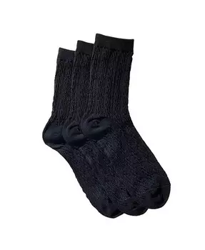 Набор из трех носков круглой вязки косой вязки Stems, черный