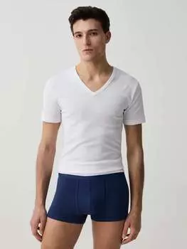 Набор из трех пар боксеров с полосатой отделкой Ovs, цвет white/blue
