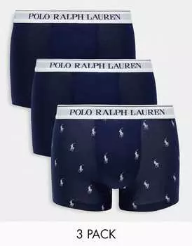 Набор из трех плавок темно-синего цвета с логотипом в виде пони Polo Ralph Lauren