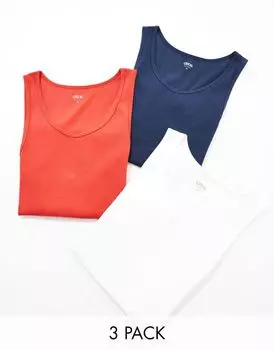 Набор из трех приталенных топов ASOS DESIGN в нескольких цветах в рубчик