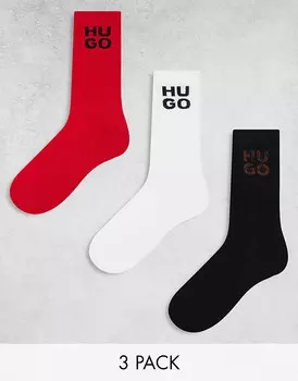 Набор из трех разноцветных носков HUGO Bodywear с голографическим логотипом