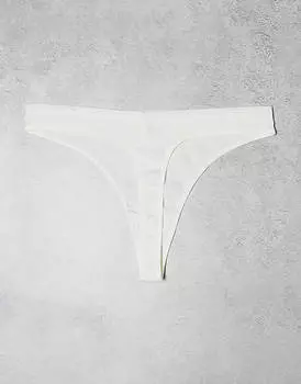 Набор из трех стрингов в рубчик ASOS DESIGN Curve черного, белого и бежевого цветов