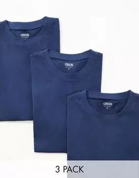 Набор из трех темно-синих футболок ASOS DESIGN