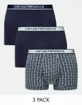 Набор из трех трусов темно-синего цвета Emporio Armani Bodywear