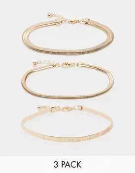 Набор из трех золотых браслетов-цепочек в виде змеи ASOS DESIGN