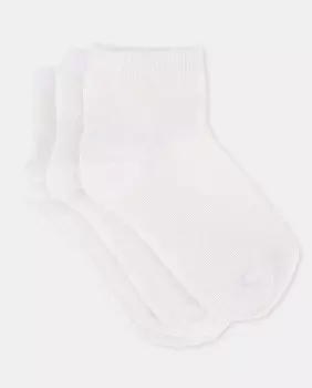 Набор из трёх однотонных носков для девочек Cotton Juice, белый