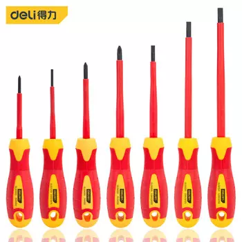 Набор изолированных отверток Deli, электрик, сильная магнитная крестовая отвертка двойного назначения, 7 предметов DL510007