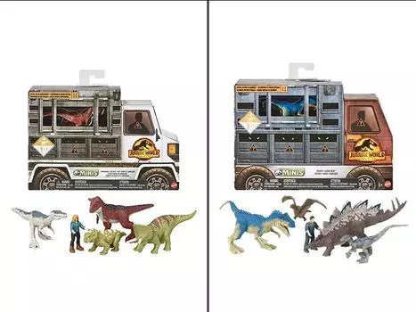 Набор Jurassic World: Dominion Carnotaurus Clash & Chaotic Cargo Mini Figure 2 Set Multi-Pack MATTEL