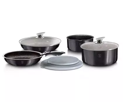 Набор кастрюль Berlinger Haus из 9 элементов Click And Cook Metallic Line Carbon Pro BH6918 BerlingerHaus, черный