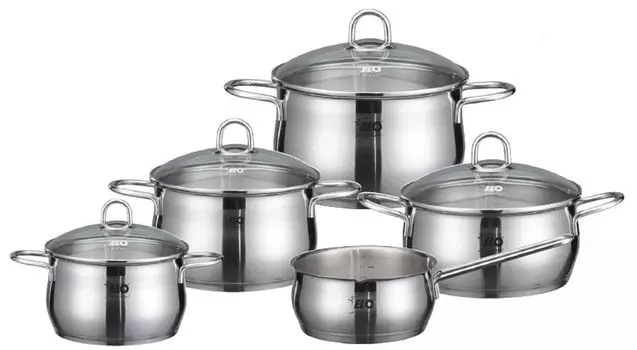 Набор кастрюль ELO платина, 5 шт.; Нержавеющая сталь; 90516