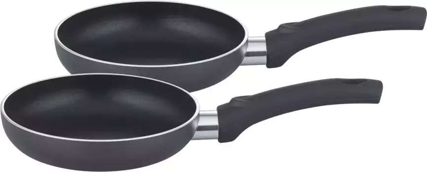 Набор кастрюль GSW "Cnuspa (набор закусочных сковородок)", алюминий, (набор, 2 шт., 2 кастрюли 16см), антипригарное покрытие VITAFLON CLASSIC, индукция 16 см + высота 3,5 см., черный