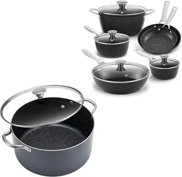 Набор кастрюль и сковородок с антипригарным покрытием и большая кастрюля, достаточно большая для вашей семьи BEZIA, Black