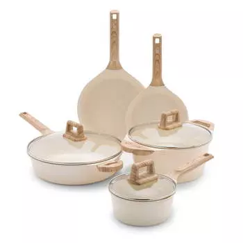 Набор кастрюль и сковородок с антипригарным покрытием GreenLife Arte 8 предметов, бежевый