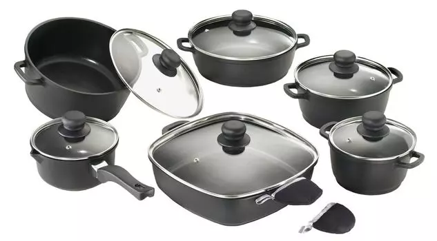 Набор кастрюль Karcher с антипригарным покрытием Teflon Classic, литой алюминий, 12 предметов