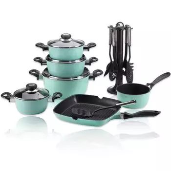 Набор кастрюль Karl Krger 17/M из литого алюминия, 17 предметов. Помощник на кухне мятный Karl Krueger