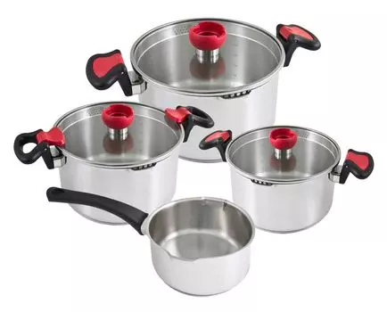 Набор кастрюль KOPF Nelo (7 предметов, нержавеющая сталь, индукционная, с интеллектуальным устройством для заливки)