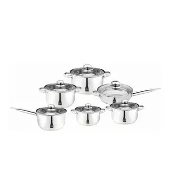 Набор кастрюль MICHELINO из нержавеющей стали, 12 предметов KASSEL 20349, серебро