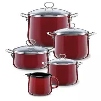 Набор кастрюль RIESS Rosso, 5 предм., красная эмаль