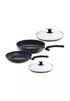 Набор кастрюль с крышкой, 4 шт Fissler, черный