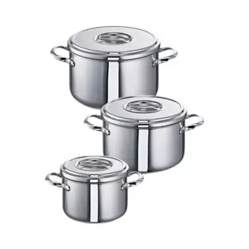 Набор кастрюль SCHULTE-UFER «Романа», нержавеющая сталь 18/10, (набор, 6 предметов, 1x кастрюля для мяса 16 см, 1x кастрюля для мяса 20 см, 1x кастрюля для мяса 22 см), индукция, цвет silberfarben