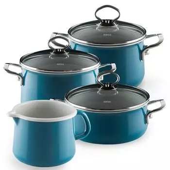 Набор кастрюль семейный набор из 5 предметов AQUAMARIN Riess, синий