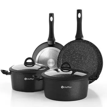 Набор кастрюль шеффлера, набор индукционных кастрюль из 6 предметов, кастрюли с антипригарным покрытием, набор кастрюль со стеклянной крышкой, можно мыть в посудомоечной машине Gertrud Scheffler