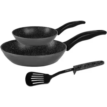 Набор кастрюль STONELINE, алюминий, (набор, 3 предмета, по 1 сковороде 20/28 см, В: 4,3/5,3 см, - 1,1/2,7 л), индукция, серый