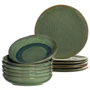 Набор керамической посуды LEONARDO Matera, 12 предметов. зеленый, 026046