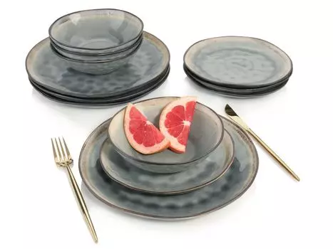 Набор керамической посуды SNGER Capri Grey, обеденный сервиз, 12 предметов на 4 персоны Saenger, серый
