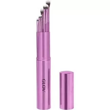 Набор кистей для макияжа глаз, 5 предметов, профессиональные кисти для растушевки складок, мини-плоские тени для век, подводка для глаз, мягкая синтетическая щетина фиолетового цвета, Glov