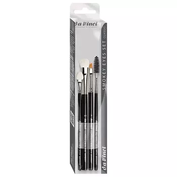 Набор кистей для макияжа Smokey Eyes, 4 предмета, с инструкциями по макияжу, сделано вручную в Германии, Da Vinci