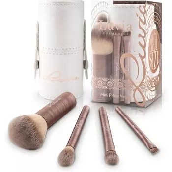 Набор кистей для путешествий Mini Prime Vegan Набор кистей для путешествий 4 косметические кисти для макияжа в футляре для кистей для путешествий Luvia Cosmetics