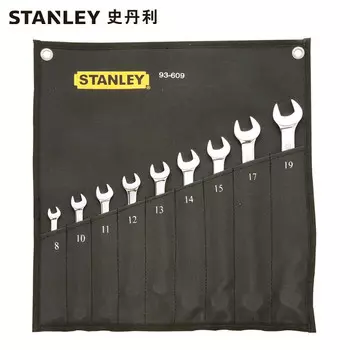 Набор ключей двойного назначения Stanley, набор из 9 предметов, двуглавый открытый ключ для цветов сливы, метрический полированный длинный ключ 93-609-22