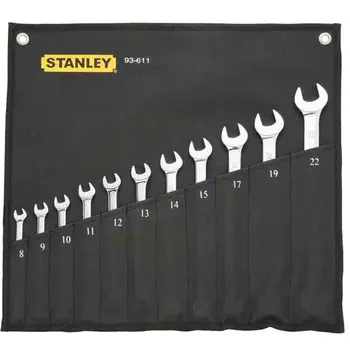 Набор ключей Stanley, 11 предметов, метрические, тонко полированные, открытый, длинный ключ двойного назначения с цветком сливы 93-611-22