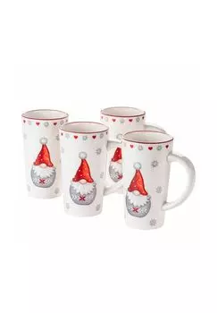 Набор кофейных кружек, фаянс Aurela MaSer, красный/белый/серый