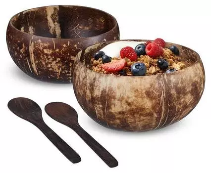 Набор кокосовых тарелок, 2 шт. Relaxdays, коричневый