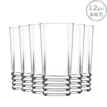Набор коктейльных бокалов LAV Elegan Highball — стаканы Hiball с ребристым стеклом — 335 мл — упаковка из 12 шт