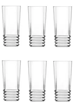 Набор коктейльных бокалов LAV Elegan Highball — стаканы Hiball с ребристым стеклом — 335 мл — упаковка из 6 шт, прозрачный