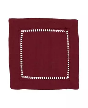 Набор коктейльных салфеток с вышитой каймой, 12 шт Saro Lifestyle, красный