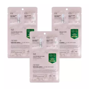 Набор коллагеновых масок: маска, 3x1,5 г + маска, 3x24 г + маска, 3x1,5 г Vt Cosmetics Cica