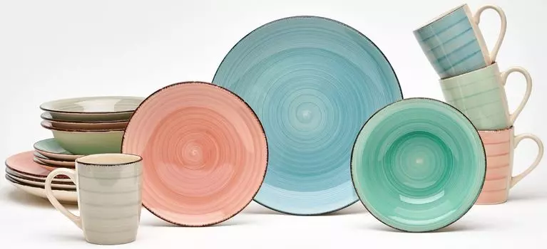 Набор комбинированной сервизной посуды, сервиз Верона (16 предметов), на 4 персоны, фаянс, микс 4 цветов, 16 предметов, на 4 персоны Van Well