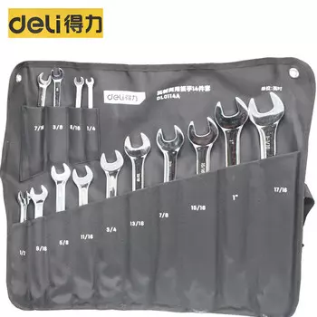 Набор комбинированных ключей deli, 14 предметов, 1/4–17/16, рожковый комбинированный ключ Torx DL0114A