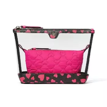 Набор косметичек Victoria's Secret 2-Piece Makeup, темно-розовый