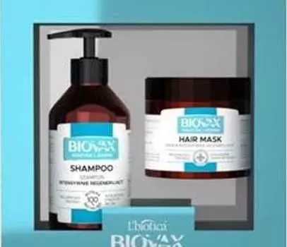 Набор косметики Biovax Keratin + Silk: интенсивно регенерирующий шампунь + маска для волос, 200 мл + 250 мл