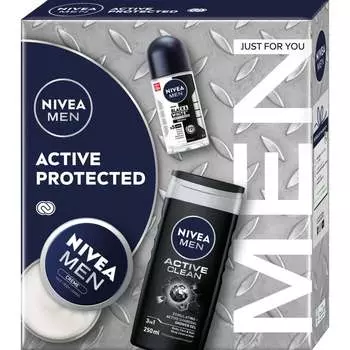 Набор косметики для мужчин Nivea Active Protected, гель + крем + роликовый аппликатор