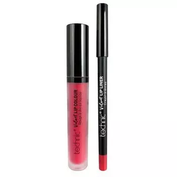 Набор косметики Velvet Lip Kit Perfilador de Labios + Labial Lquido Technic, Little Fuchsia