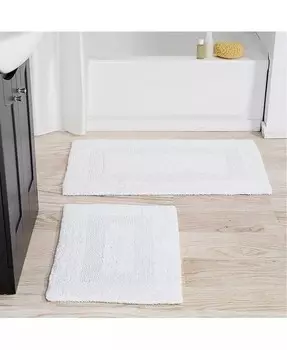 Набор ковриков для ванной комнаты из 2 предметов, 100% хлопок, белый Lavish Home, белый