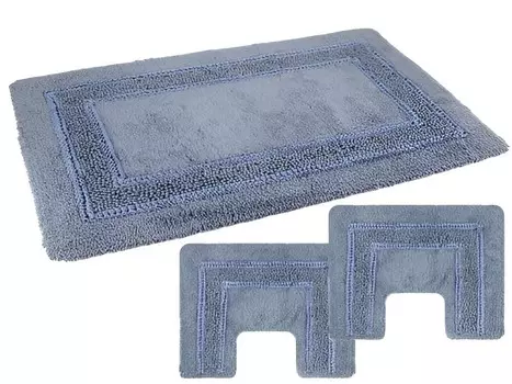 Набор ковриков для ванной комнаты PHP Home Philosophy Melissa Non-slip Footrests, 3 предмета, серовато-синий
