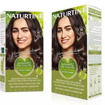 Набор: краска для волос 4г золотисто-каштановый, 2x179 мл Naturtint
